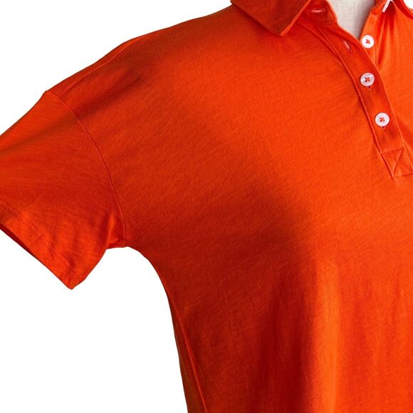 Style & Co Petite Small Polo Top Short Sleeves Button Neck Lightweight Orange - Picture 2 of 8